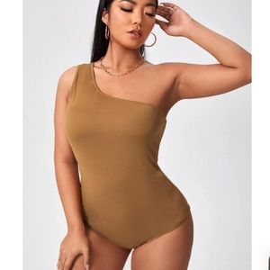 Mocha one shoulder bodysuit